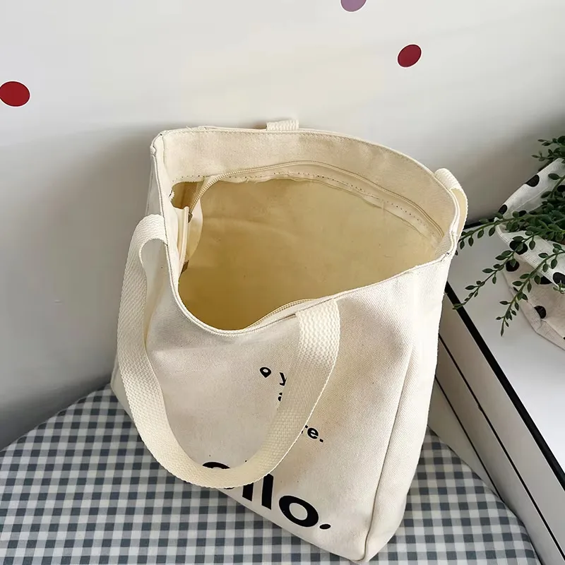 Handled canvas shopping tote bag for custom logo printing