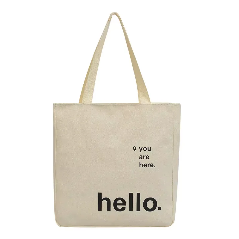 Handled canvas shopping tote bag for custom logo printing