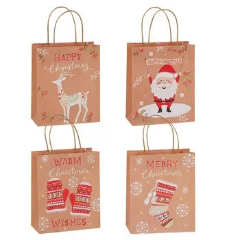 Custom Christmas-Print Kraft paper Shopping Tote Style 844