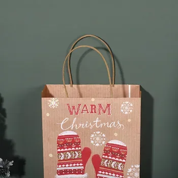 Custom Christmas-Print Kraft paper Shopping Tote Style 844