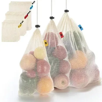 Custom Mesh Drawstring Cotton Produce Bag