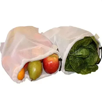 Custom Mesh Drawstring Cotton Produce Bag