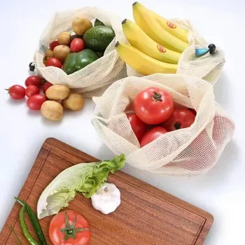 Custom Mesh Drawstring Cotton Produce Bag