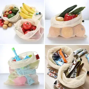 Custom Mesh Drawstring Cotton Produce Bag