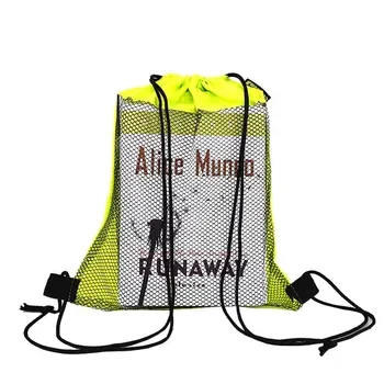 Custom Mesh Drawstring Black Nylon Backpack