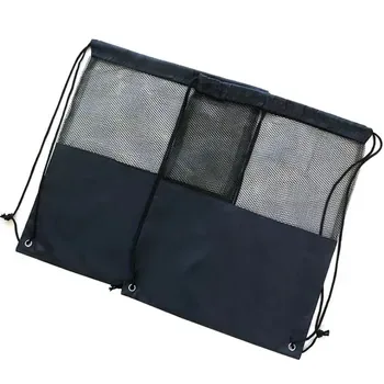 Custom Mesh Drawstring Black Nylon Backpack