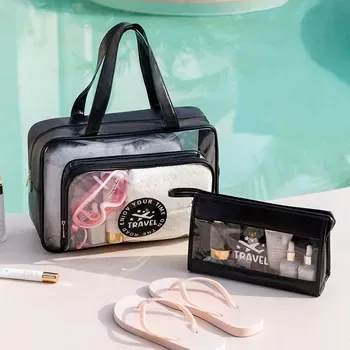 Three-Piece Clear PVC Wet and Dry Travel Bag Set