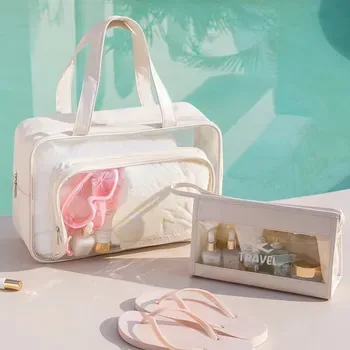 Three-Piece Clear PVC Wet and Dry Travel Bag Set