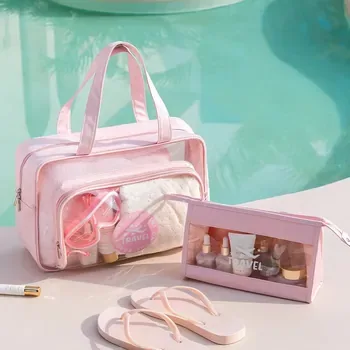 Three-Piece Clear PVC Wet and Dry Travel Bag Set