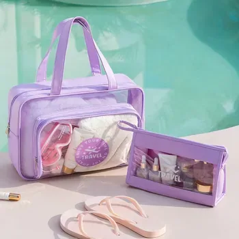 Three-Piece Clear PVC Wet and Dry Travel Bag Set