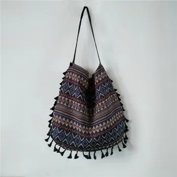 Custom Striped Cotton Canvas Beach Tote