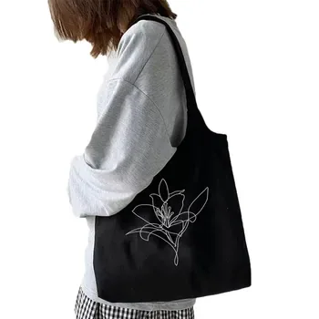 Custom Black Cotton Canvas Shopping Tote ZG2107302