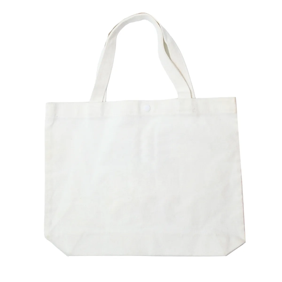 Natural canvas tote bag with long handles and a flat, unprinted body